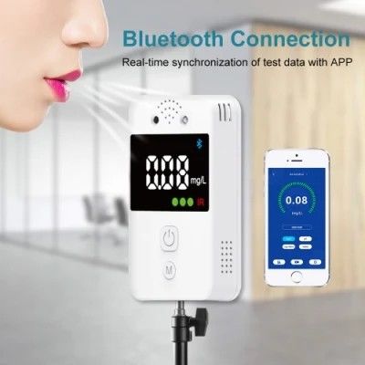 Wall Mounted Bracket Alcohol Detector Blowing Air Check Bluetooth Connection APP