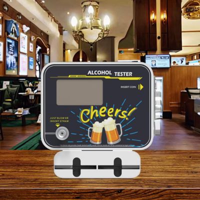AT329 Wall-mounted Alcohol Tester with Nayax Card & Coin Payment, 7-inch Touch Screen for Ads Display