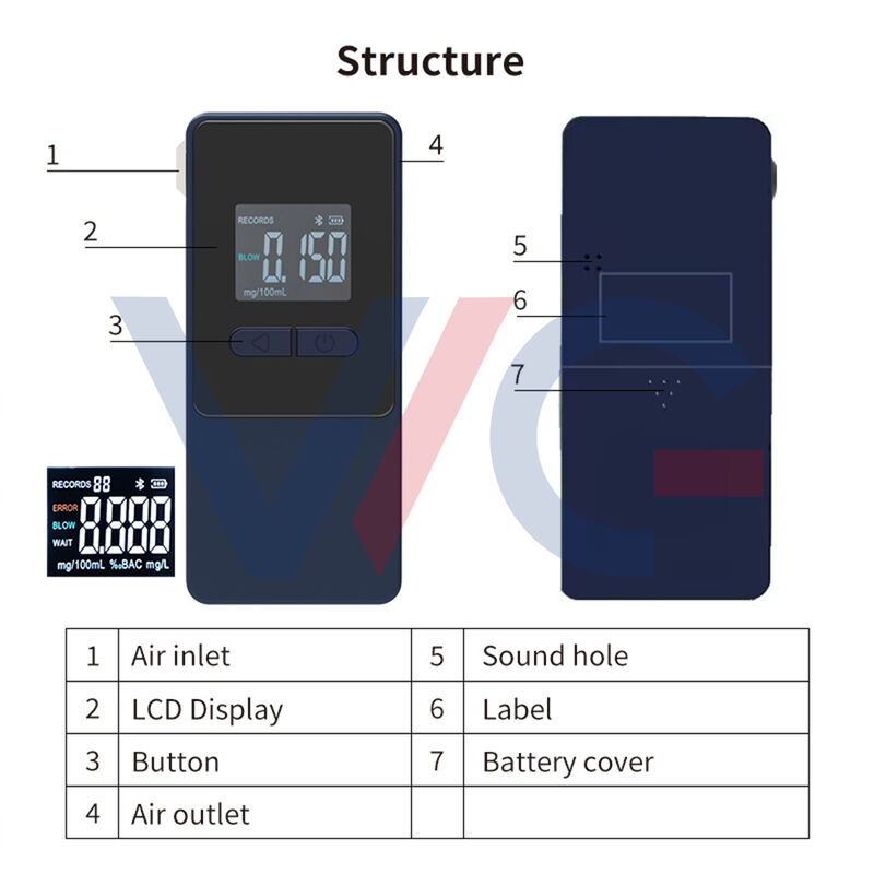 AT808 Portable Alcohol Tester with Advanced Fuel Cell Sensor Bluetooth Connectivity to AlcoCHECK App Large LCD Display