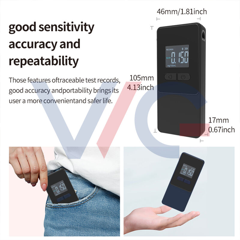 AT808 Portable Alcohol Tester with Advanced Fuel Cell Sensor Bluetooth Connectivity to AlcoCHECK App Large LCD Display